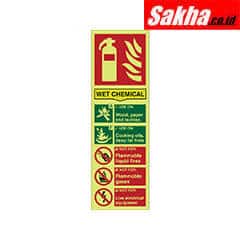 Scafftag SSF9649030K Wet Chemical Fire Extinguisher Photoluminescent Rigid PVC Sign - 90 x 280mm