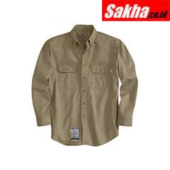 CARHARTT FRS160-KHI XXL REG Khaki Flame Resistant Collared Shirt Size 2XL