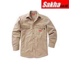DICKIES FR 282AE70KHMD Khaki Flame Resistant Snap Front Shirt M