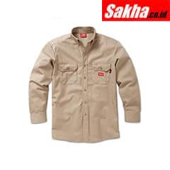 DICKIES FR 283AE70KHMD Khaki Flame Resistant Button Down Work Shirt M