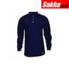 NATIONAL SAFETY APPAREL C54PIBSLSXL Navy Flame Resistant Henley Shirt XL