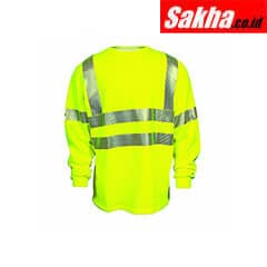 NATIONAL SAFETY APPAREL C54HYLSC32X Hi-Visibility Yellow Flame Resistant Crewneck Shirt 2XL