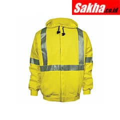 NATIONAL SAFETY APPAREL C21HC05C3LG C21HC05C3LG Hi-Visibility Yellow Flame Resistant Hooded Sweatshirt L