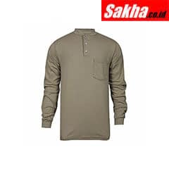 NATIONAL SAFETY APPAREL C54PABSLSMD Khaki Flame Resistant Henley Shirt M
