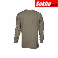 NATIONAL SAFETY APPAREL C54PALSMD Khaki Flame Resistant Crewneck Shirt M