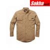 WORKRITE FR 53GP71 2105BR Brown Flame-Resistant Collared Shirt L