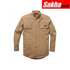 WORKRITE FR 53GP73 2105BR Brown Flame-Resistant Collared Shirt M
