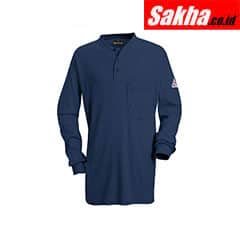 BULWARK SEL2NV LN L Flame-Resistant Henley Shirt