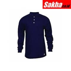 NATIONAL SAFETY C54PIBSLSLG APPAREL Navy Flame Resistant Henley Shirt L